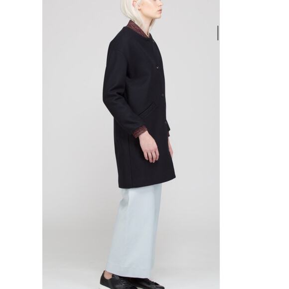 Des Petits Hauts MAURICETTE Stadium Coat Wool Marine Navy Size 1/Small - Picture 3 of 13